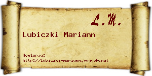 Lubiczki Mariann névjegykártya
